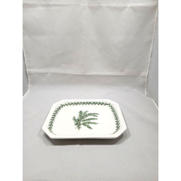 Due Torri Ceramica Vintage Made In Italy Square Plate With Rosemary Holiday 8" - Picture 1 of 2